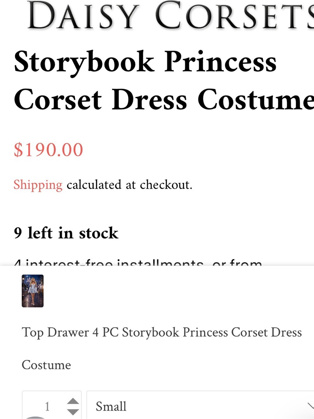 Cinderella princess Corset- small - Picture 8 of 8